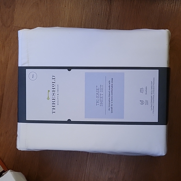 Threshold Tri Ease sheet set 500 Thread Count Sateen White FULL 9-15" deep New … - Picture 1 of 6